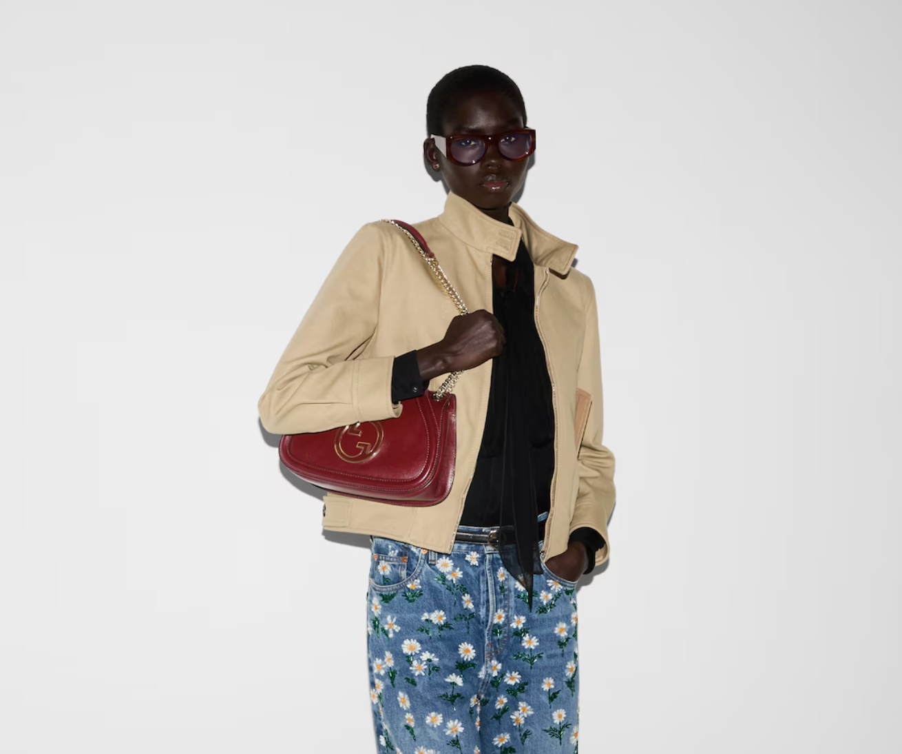  Túi Nữ Gucci Blondie Medium Shoulder Bag 'Red' 