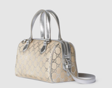  Túi Nữ Gucci GG Emblem Small Boston Bag 'Silver' 