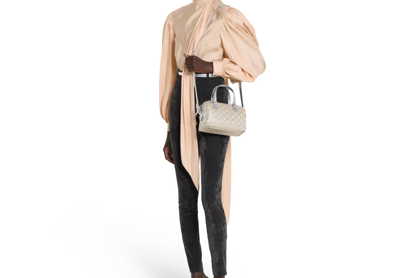  Túi Nữ Gucci GG Emblem Small Boston Bag 'Silver' 