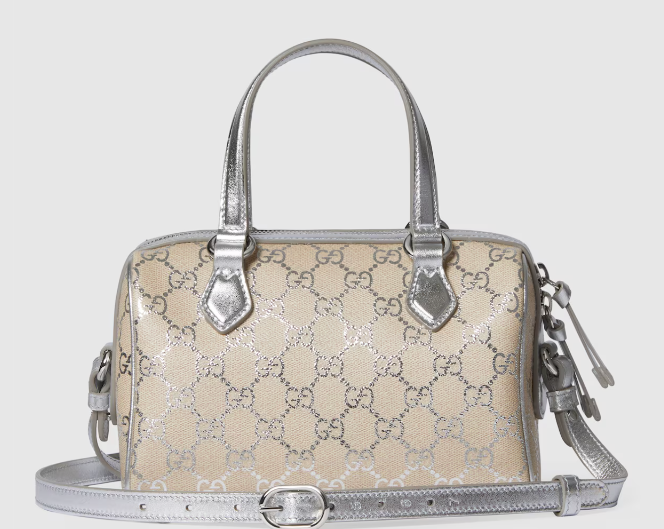  Túi Nữ Gucci GG Emblem Small Boston Bag 'Silver' 