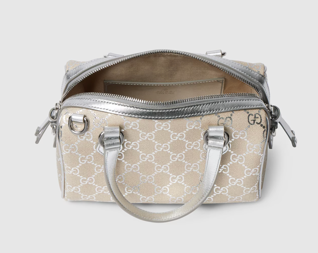  Túi Nữ Gucci GG Emblem Small Boston Bag 'Silver' 