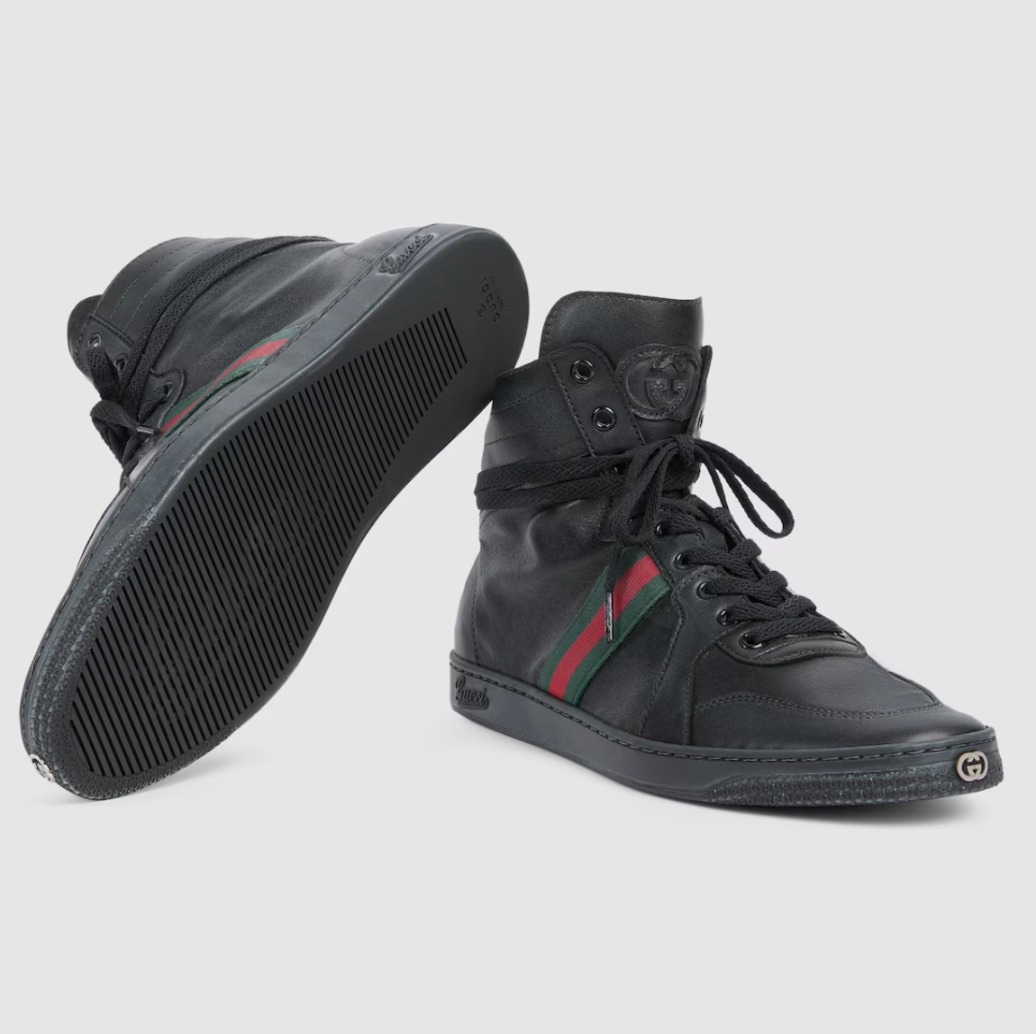  Giày Nam Gucci Stretch High-top Trainer 'Black' 