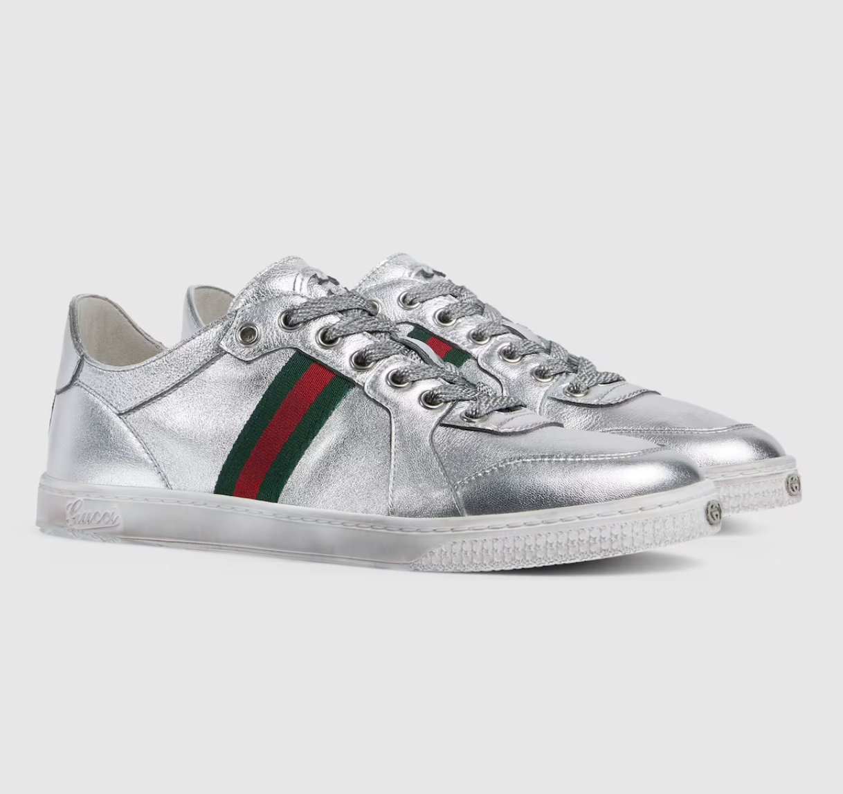  Giày Nữ Gucci Stretch Low-top Trainer 'Silver' 