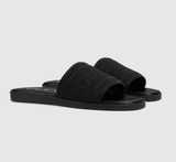  Dép Nam Gucci Slide Sandal Tonal Logo 'Black' 