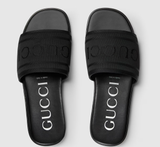  Dép Nam Gucci Slide Sandal Tonal Logo 'Black' 