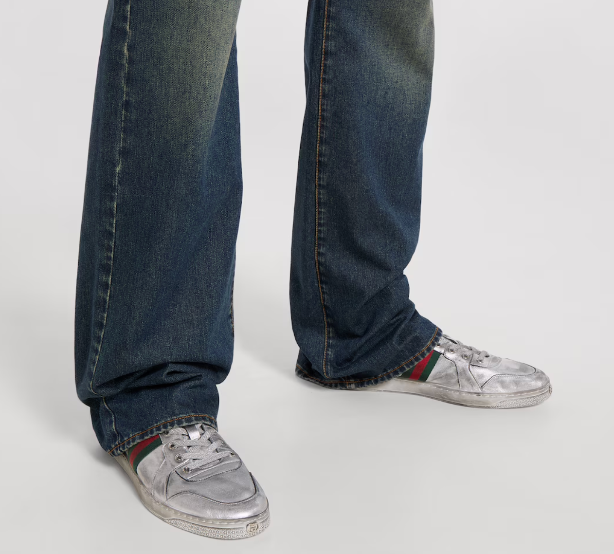  Giày Nam Gucci Stretch Low-Top Trainer 'Silver' 