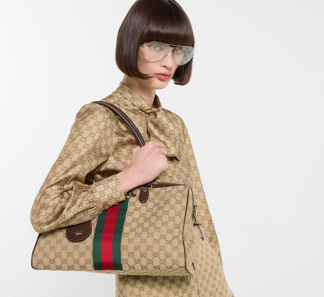  Túi Nữ Gucci Borsetto Large Boston Bag 'Brown' 