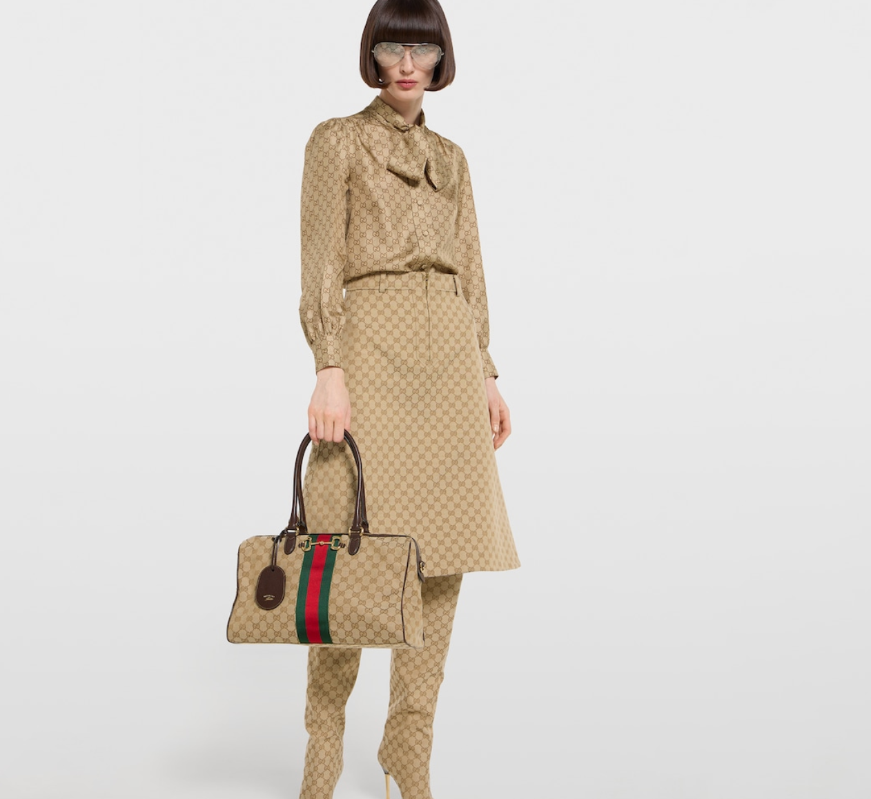  Túi Nữ Gucci Borsetto Large Boston Bag 'Brown' 