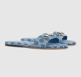  Dép Nữ Gucci Slide Sandal 'Blue' 