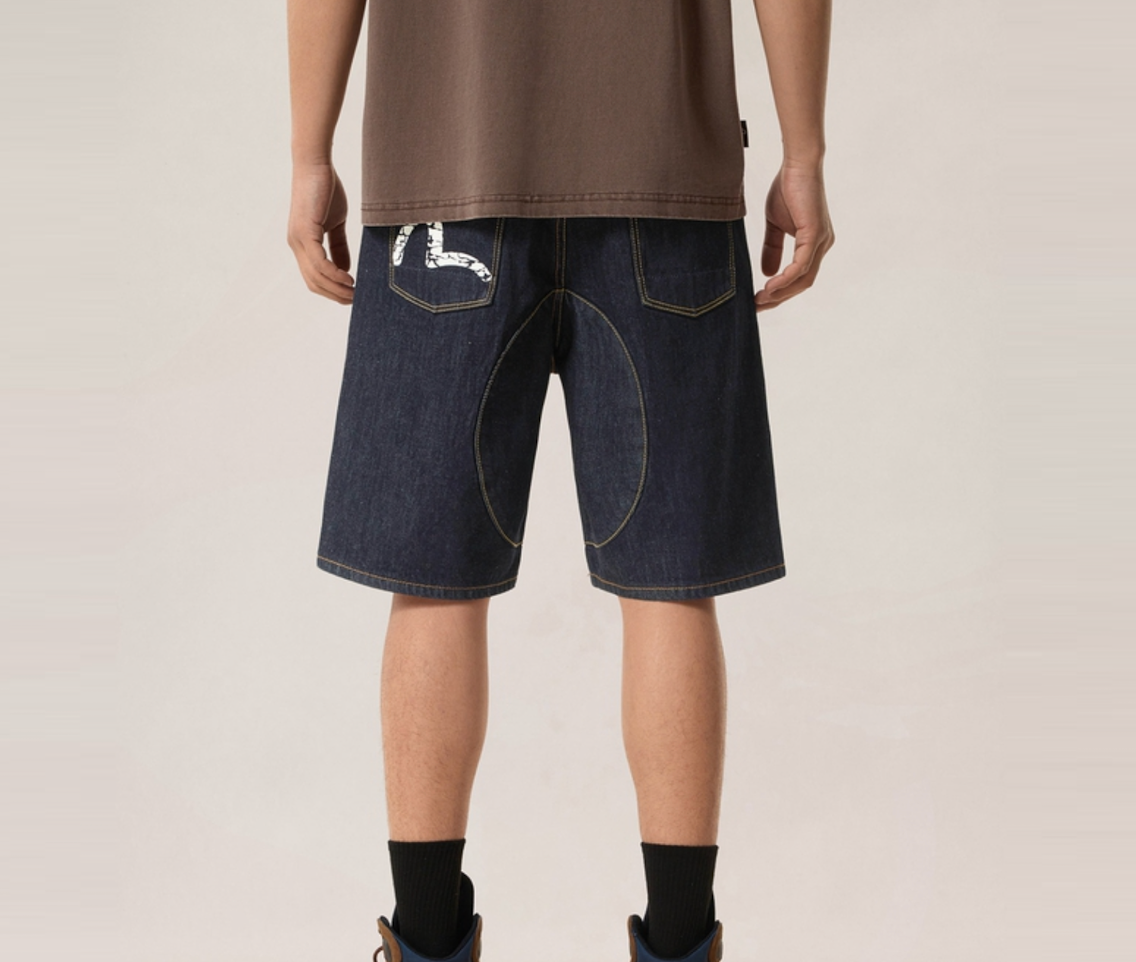  Quần Evisu Seagull Print Denim Shorts 'Indigo' 