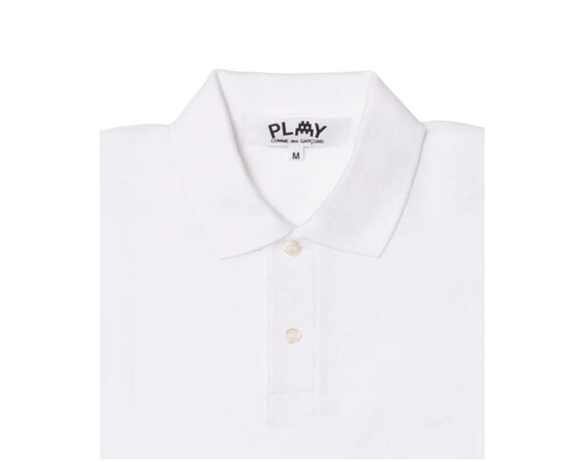  Áo CDG Play Polo Red Invader Heart Blue Emblem 'White' 