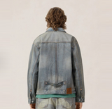  Áo Evisu Washed Seagull Denim Jacket 'Indigo' 