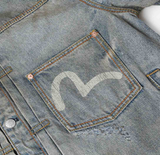  Áo Evisu Washed Seagull Denim Jacket 'Indigo' 