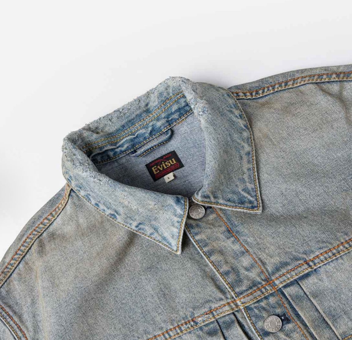 Áo Evisu Washed Seagull Denim Jacket 'Indigo' 