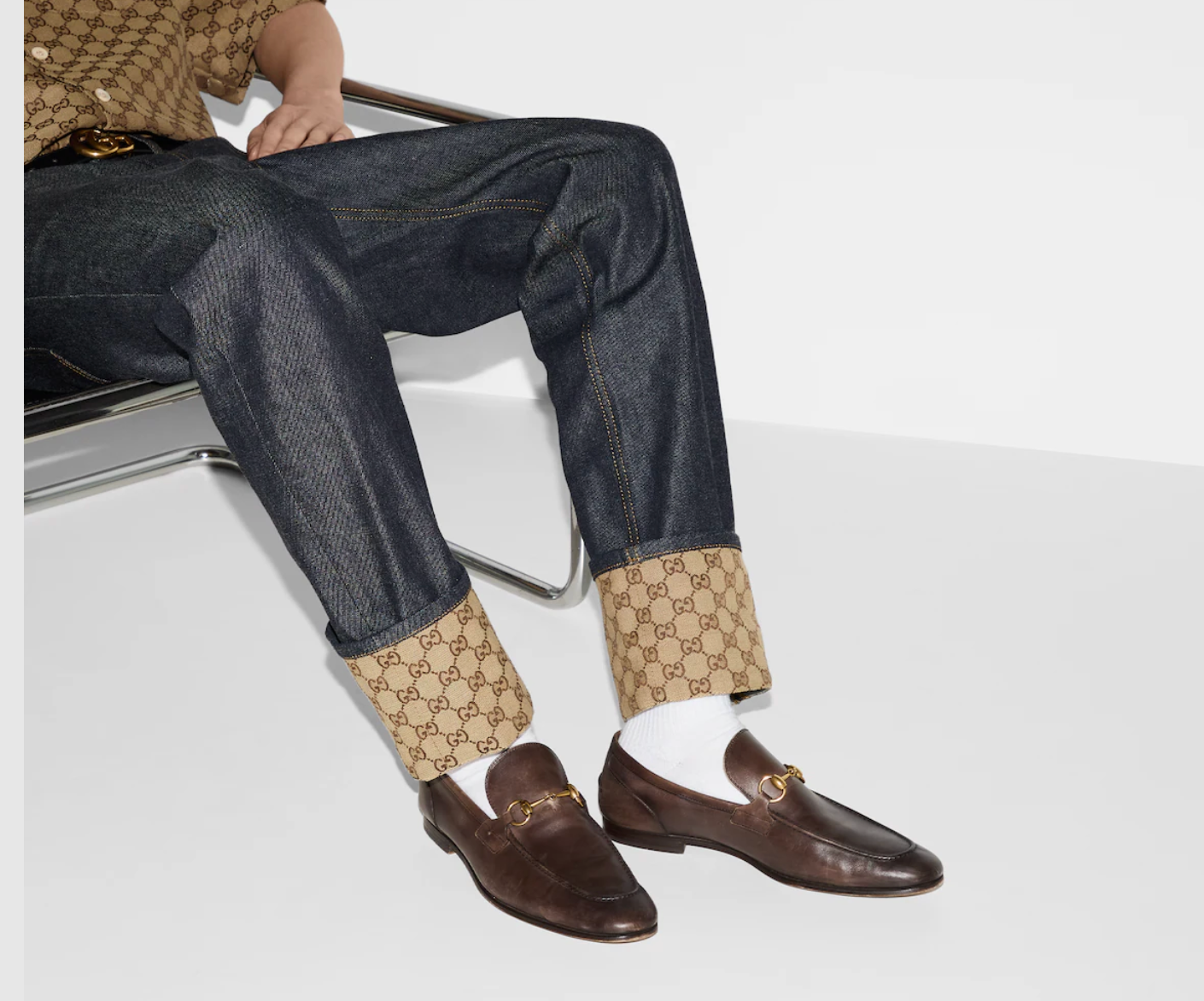  Giày ‎Gucci Jordaan Loafer 'Brown' 