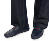  Giày Nam Gucci Driver With Web Detail 'Blue' 