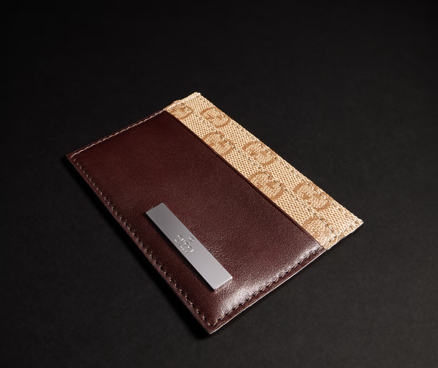  Ví Gucci Card Case With Metal Tag 'Brown' 