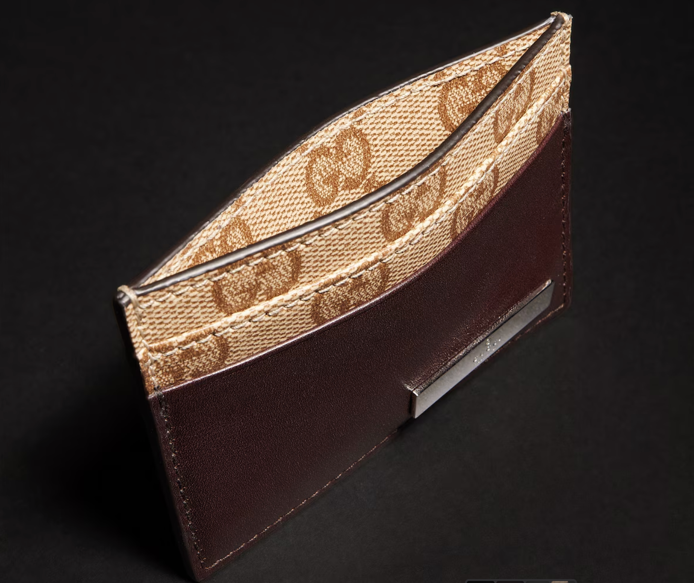  Ví Gucci Card Case With Metal Tag 'Brown' 