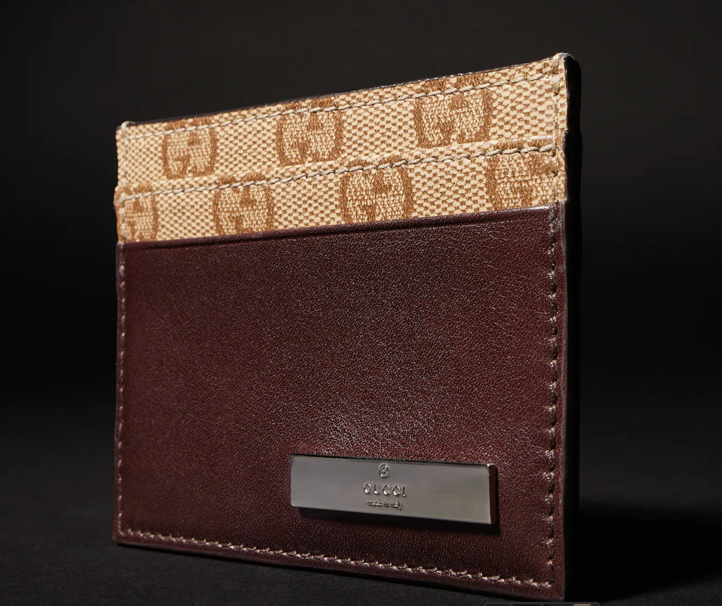  Ví Gucci Card Case With Metal Tag 'Brown' 