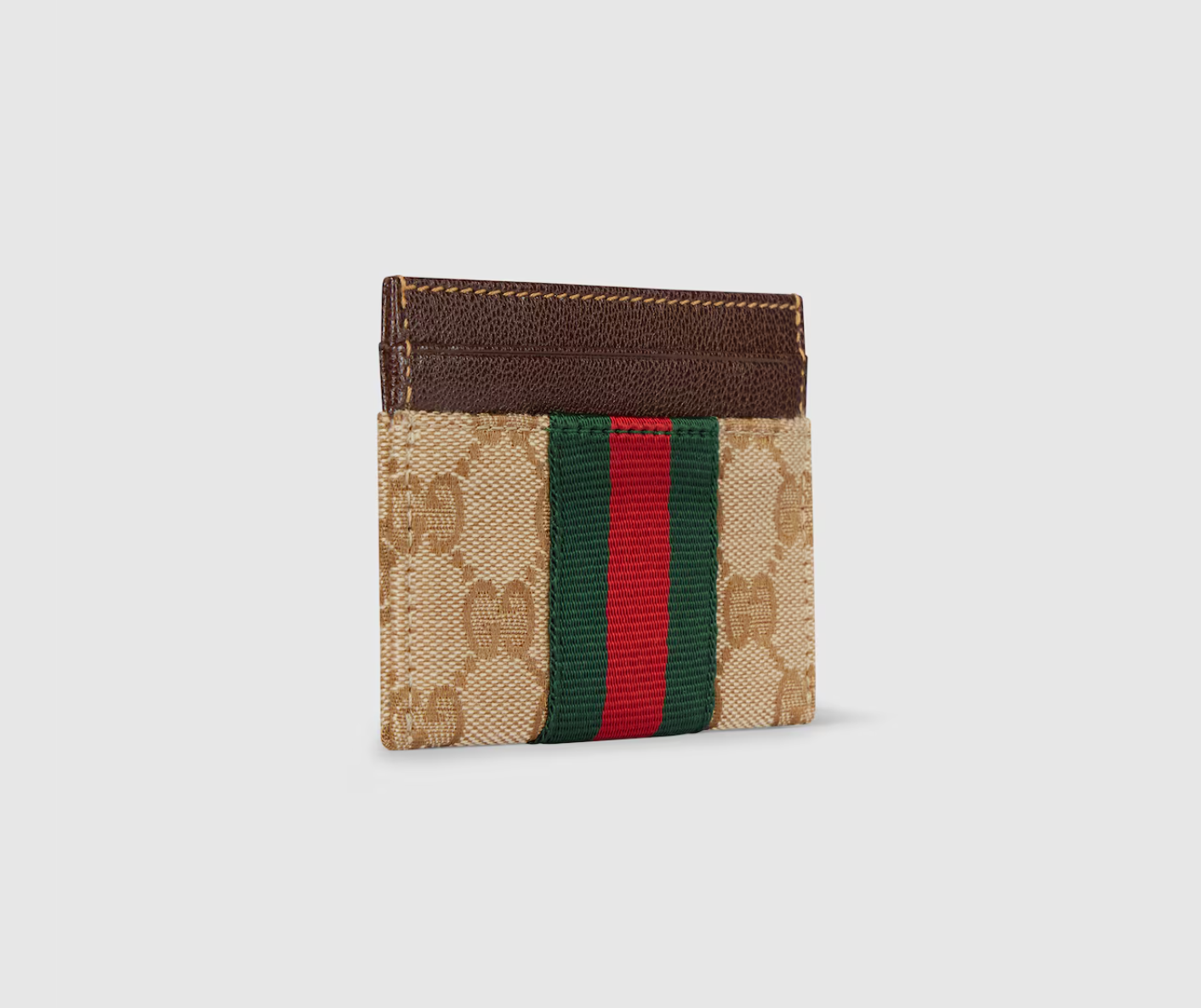  Ví Gucci GG Card Case With Web 'Beige' 