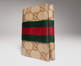  Ví Nữ Gucci Bi-Fold Card Case With Web 'Beige' 