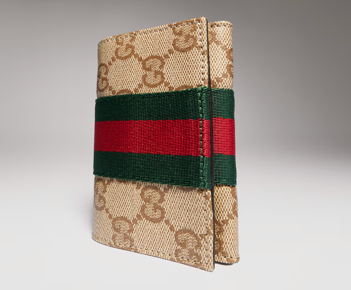  Ví Nữ Gucci Bi-Fold Card Case With Web 'Beige' 