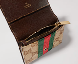  Ví Nữ Gucci Bi-Fold Card Case With Web 'Beige' 
