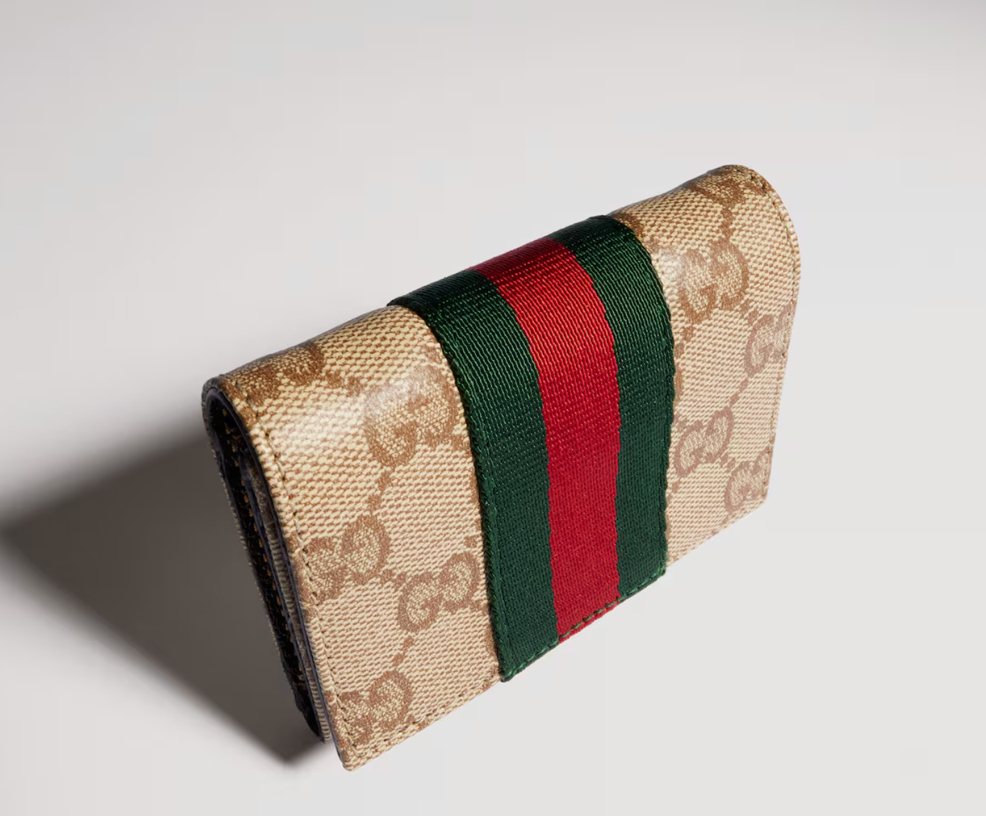  Ví Nữ Gucci Bi-Fold Card Case With Web 'Beige' 