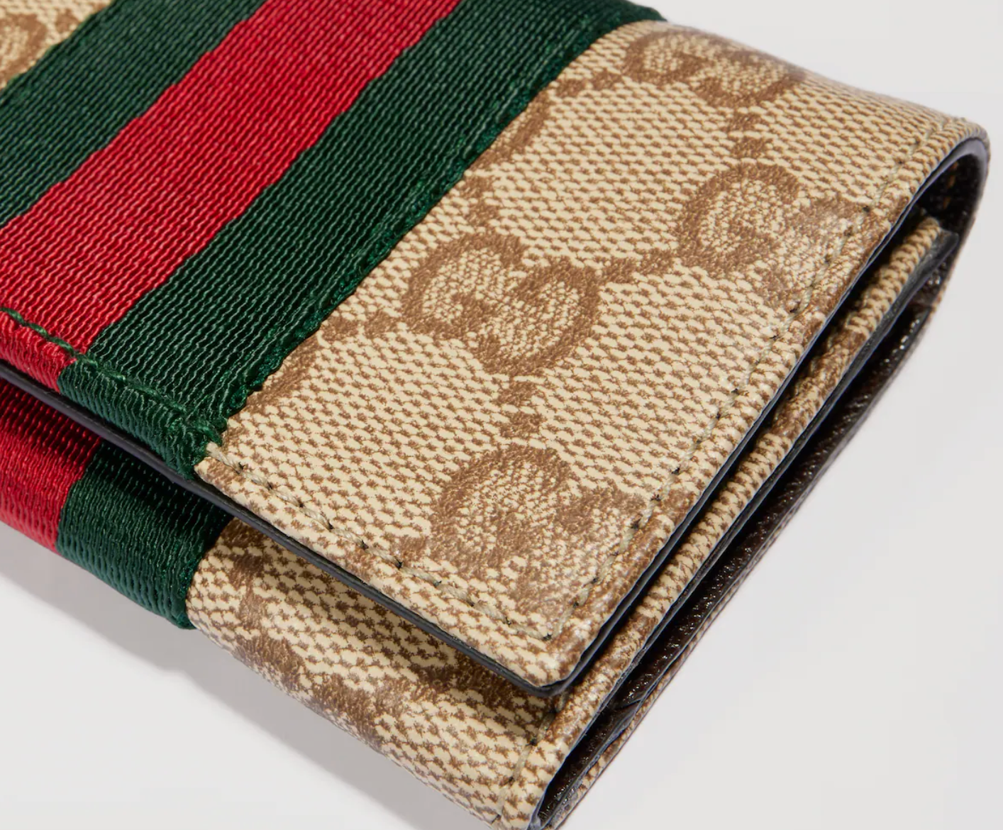  Ví Nữ Gucci Bi-Fold Card Case With Web 'Beige' 