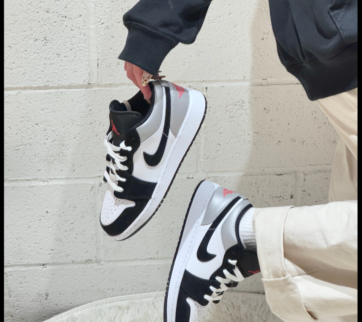  Giày Nike Air Jordan 1 Low SE GS 'Panda Toe' 