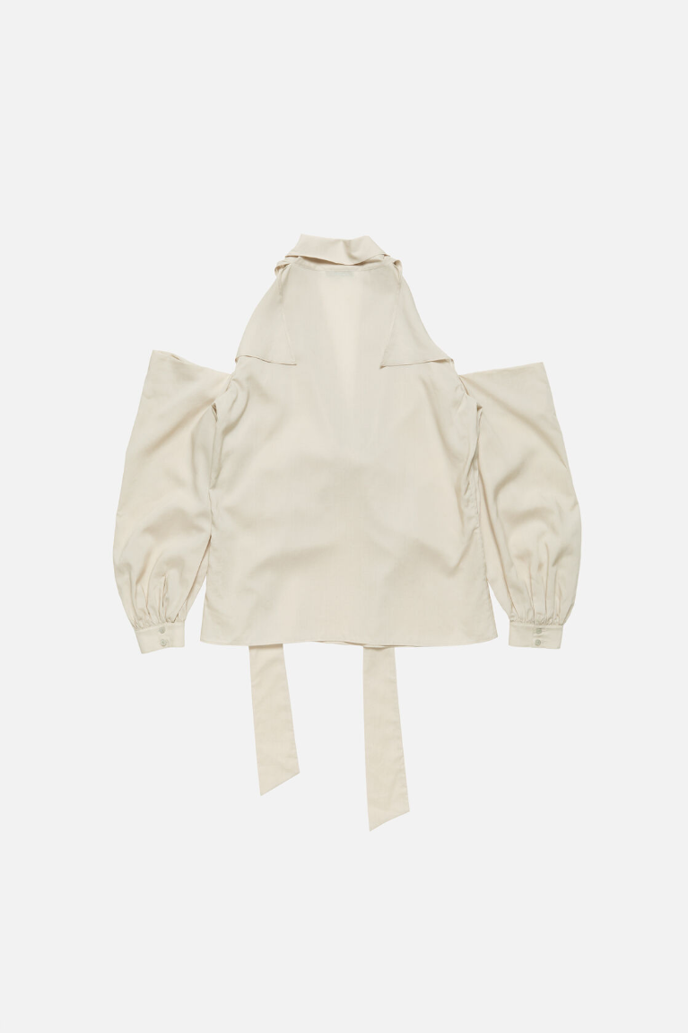  Áo Nữ Acne Cut-out Blouse With Bow 'Light Beige' 