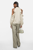  Áo Nữ Acne Cut-out Blouse With Bow 'Light Beige' 