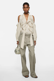  Áo Nữ Acne Cut-out Blouse With Bow 'Light Beige' 