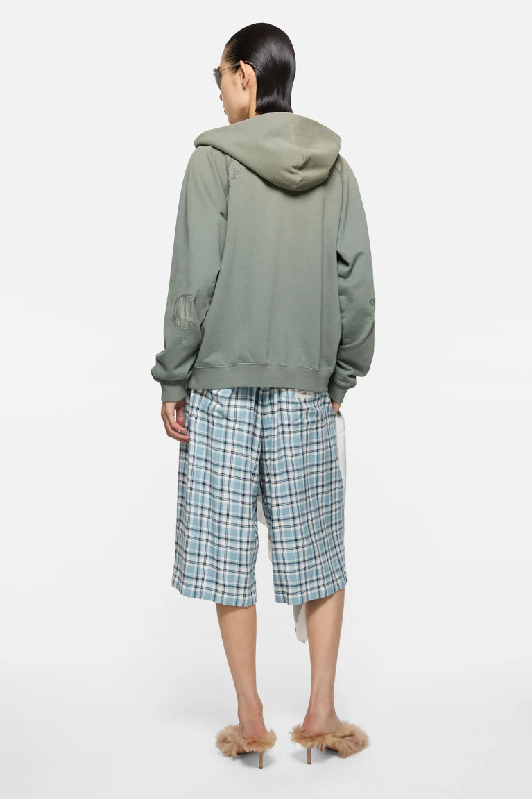  Áo Nữ Acne SS26 Mended Fleece Hoodie 'Slate Gret' 