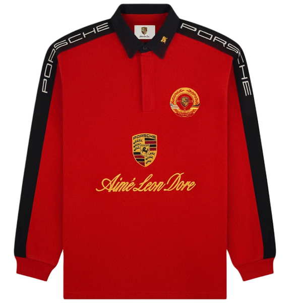  Áo Aimé Leon Dore x Porsche Crest Rugby 'Red' 