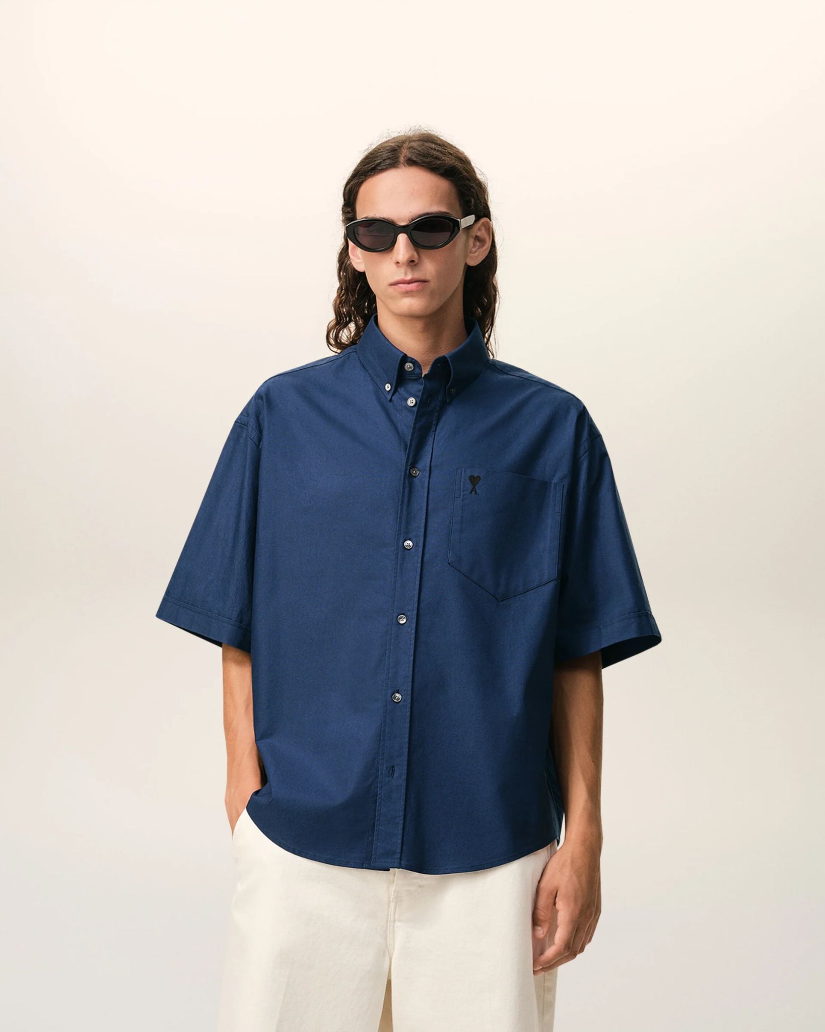  Áo Ami De Coeur Boxy Embroidered 'Blue' 