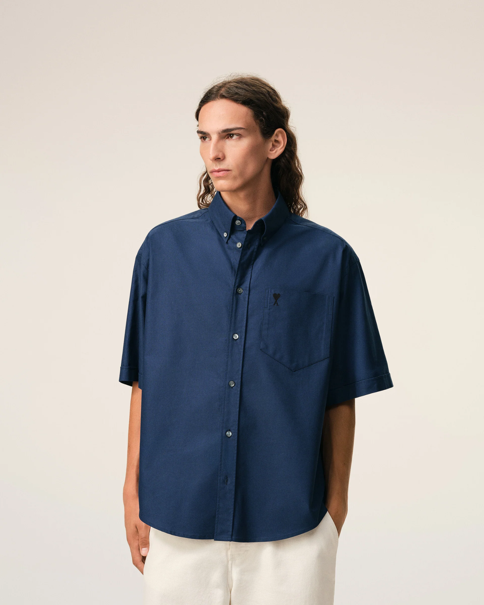  Áo Ami De Coeur Boxy Embroidered 'Blue' 