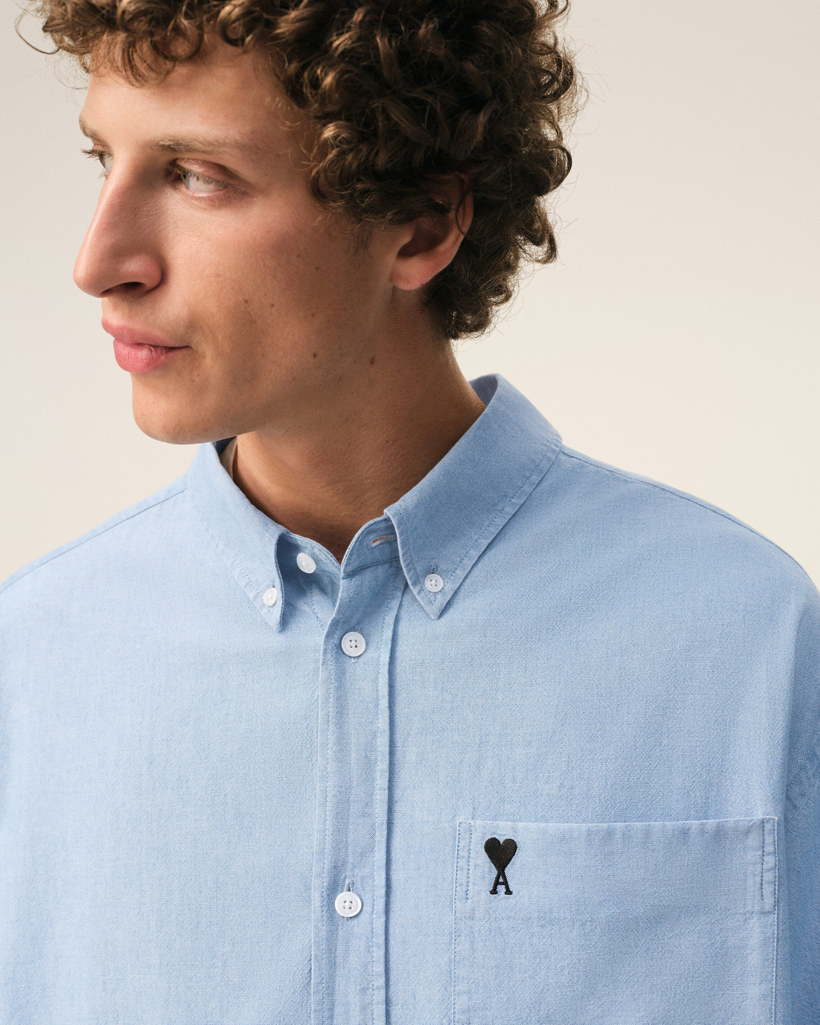  Áo Ami De Coeur  Boxy Embroidered Shirt 'Blue' 
