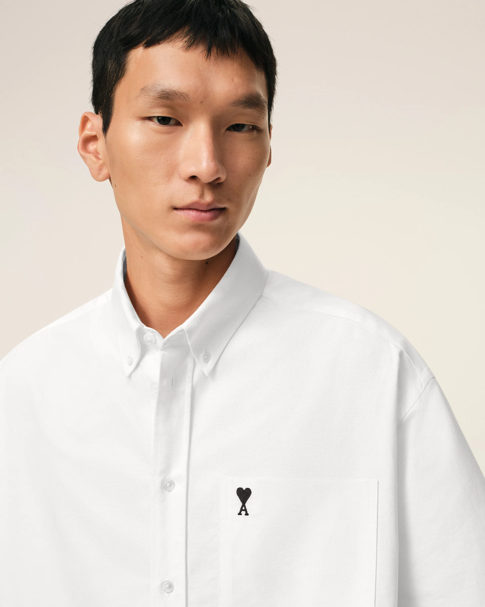  Áo Ami De Coeur Boxy Embroidered Shirt 'White' 