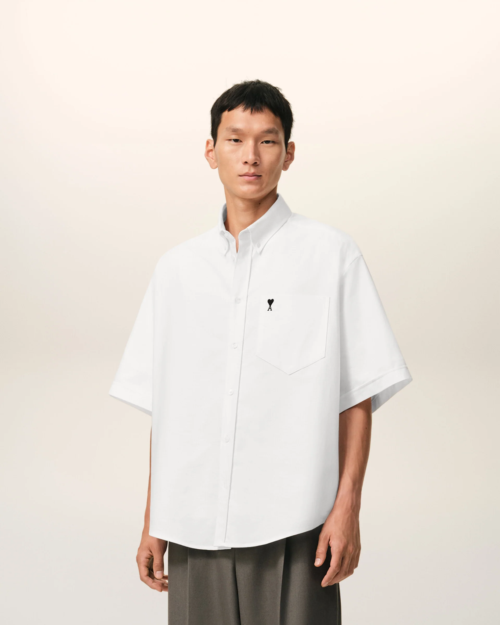  Áo Ami De Coeur Boxy Embroidered Shirt 'White' 