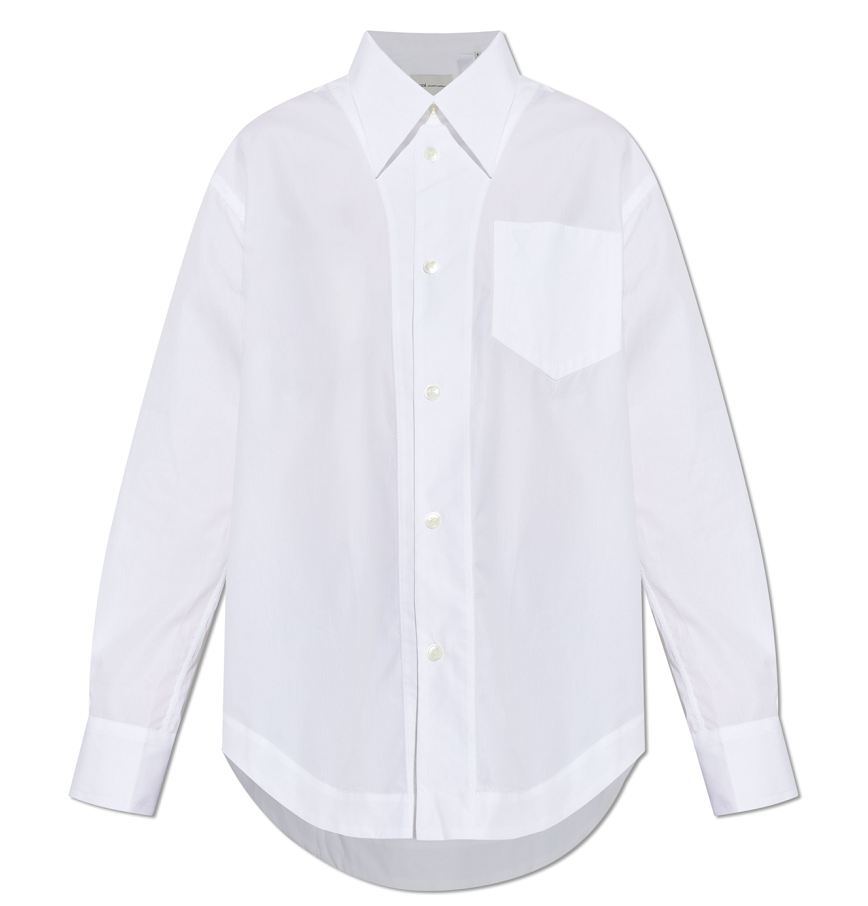  Áo Ami De Coeur Collar  Wide Shirt 'White' 