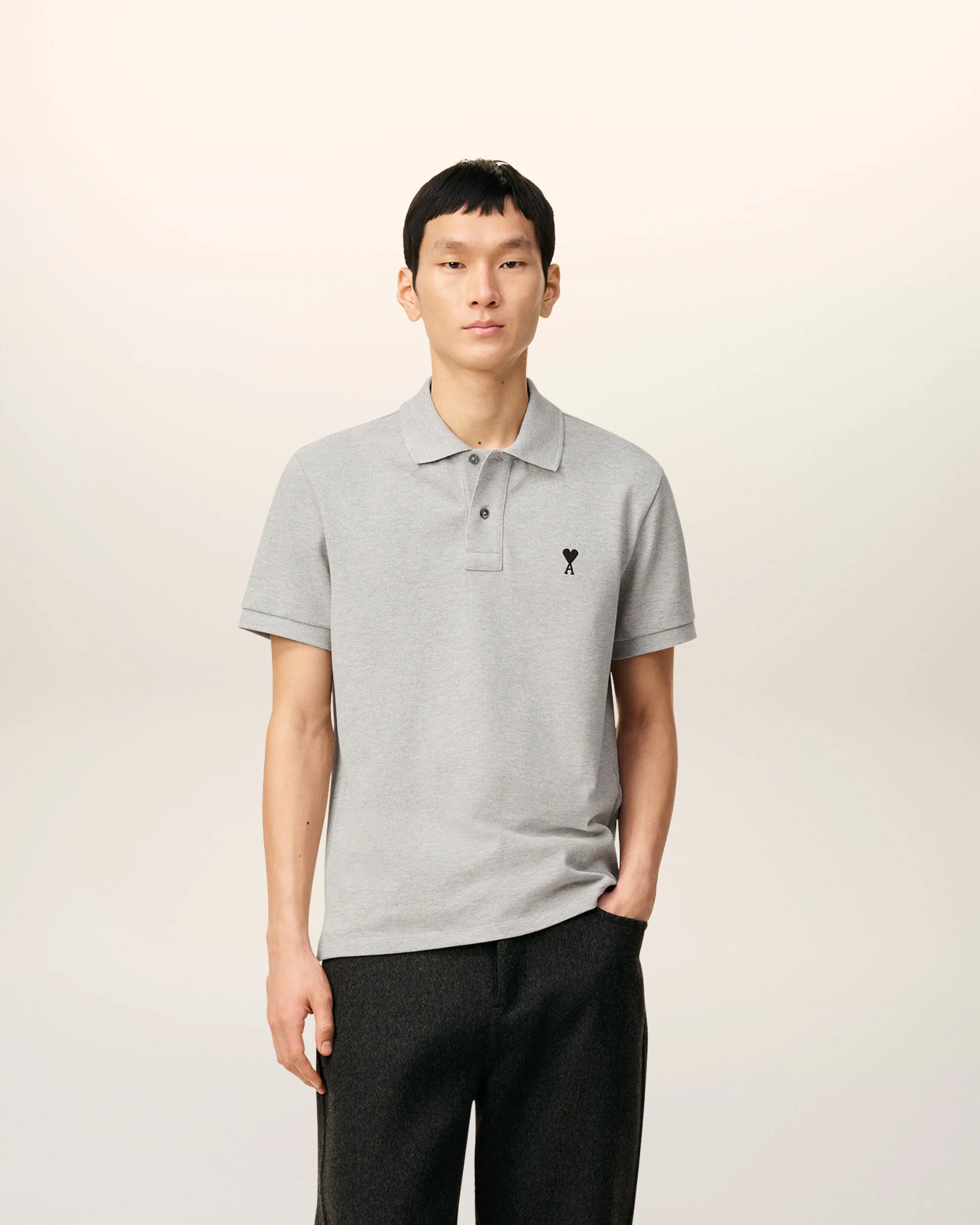  Áo Ami De Coeur Contrasted  Polo Shirt 'Grey' 