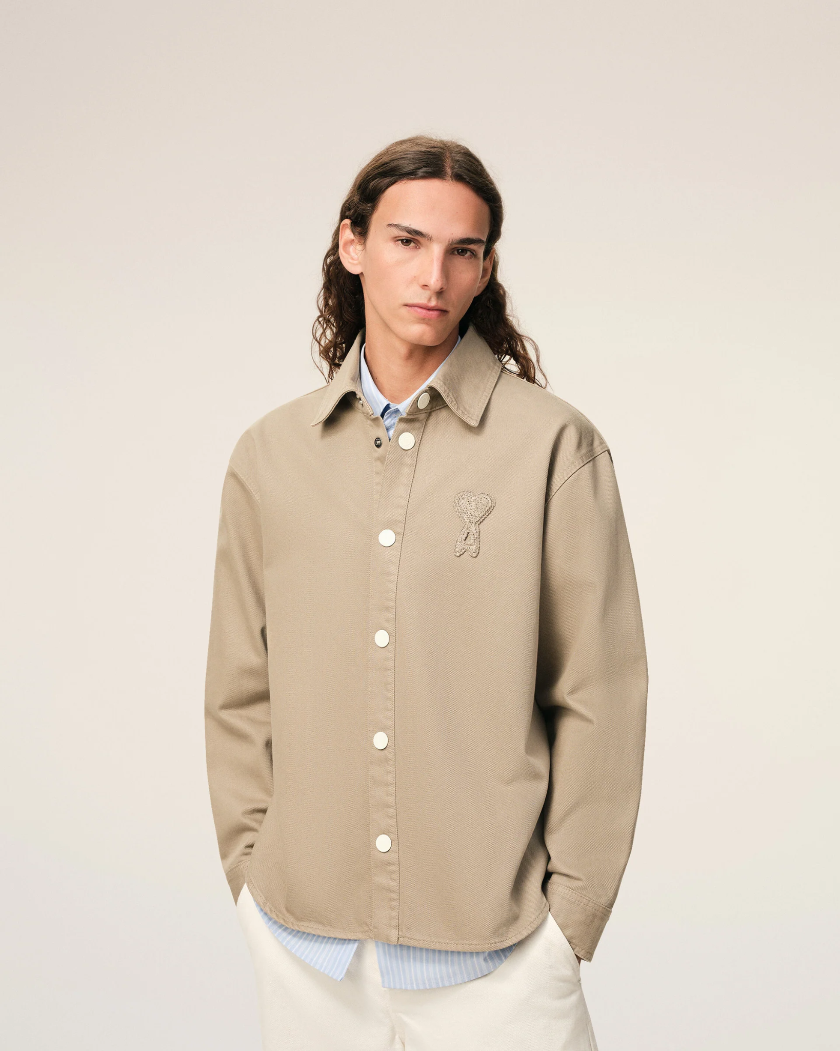  Áo Ami De Coeur Knitted  Overshirt 'Beige' 