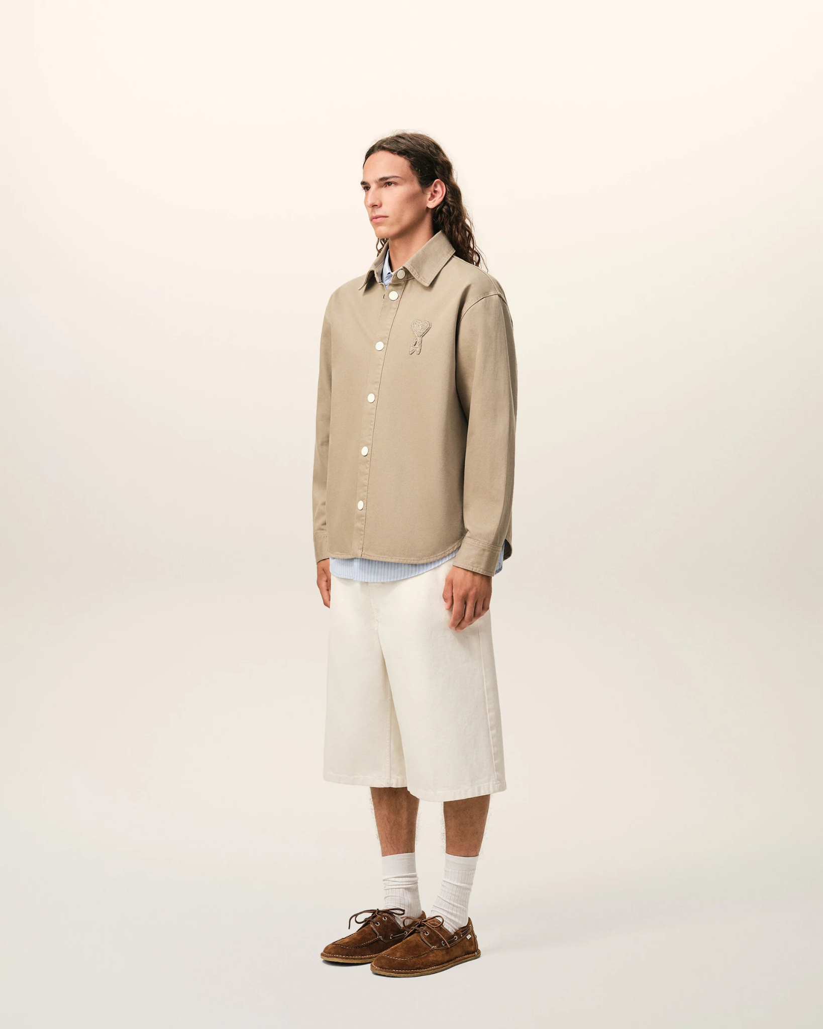  Áo Ami De Coeur Knitted  Overshirt 'Beige' 