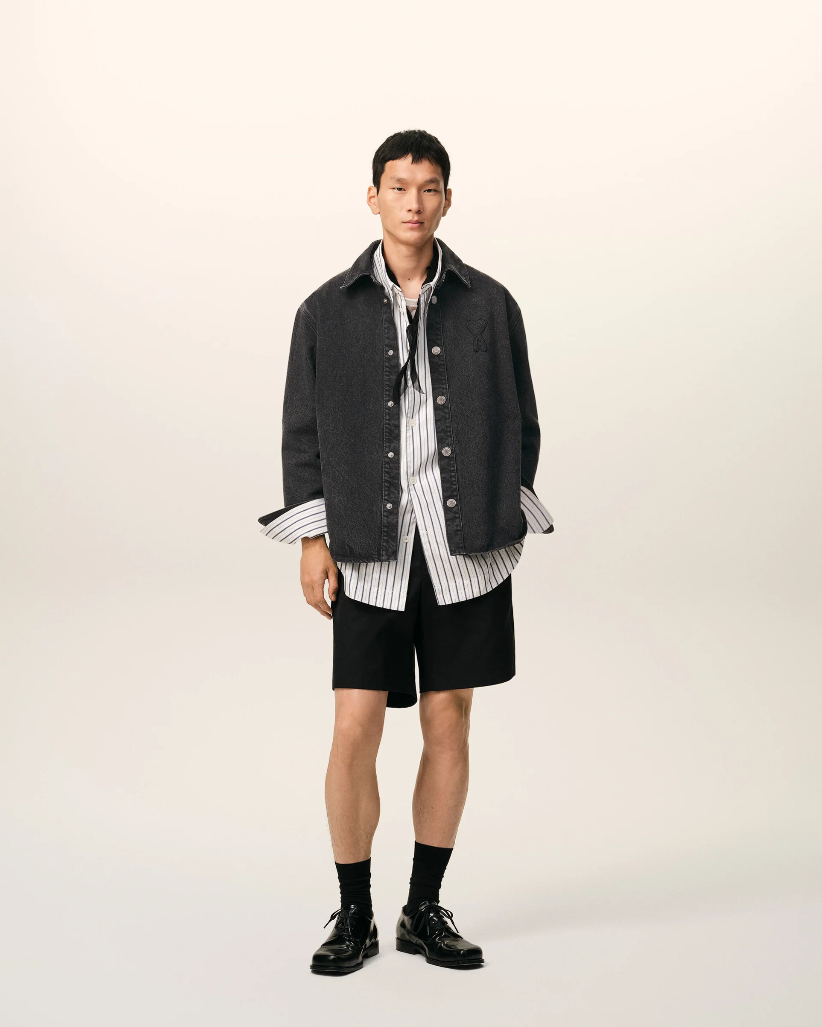  Áo Ami De Coeur Knitted  Overshirt 'Black' 