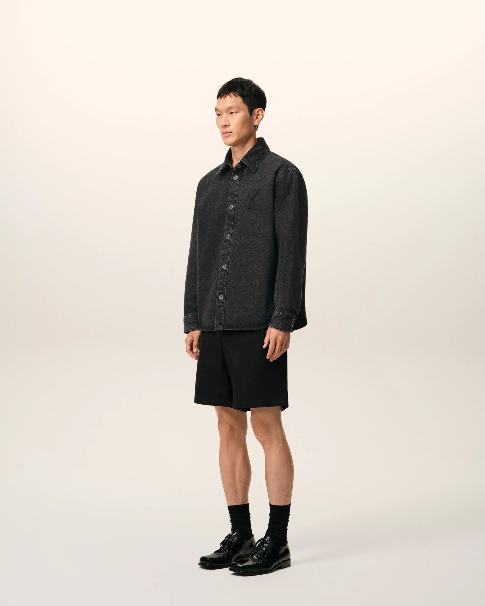  Áo Ami De Coeur Knitted  Overshirt 'Black' 