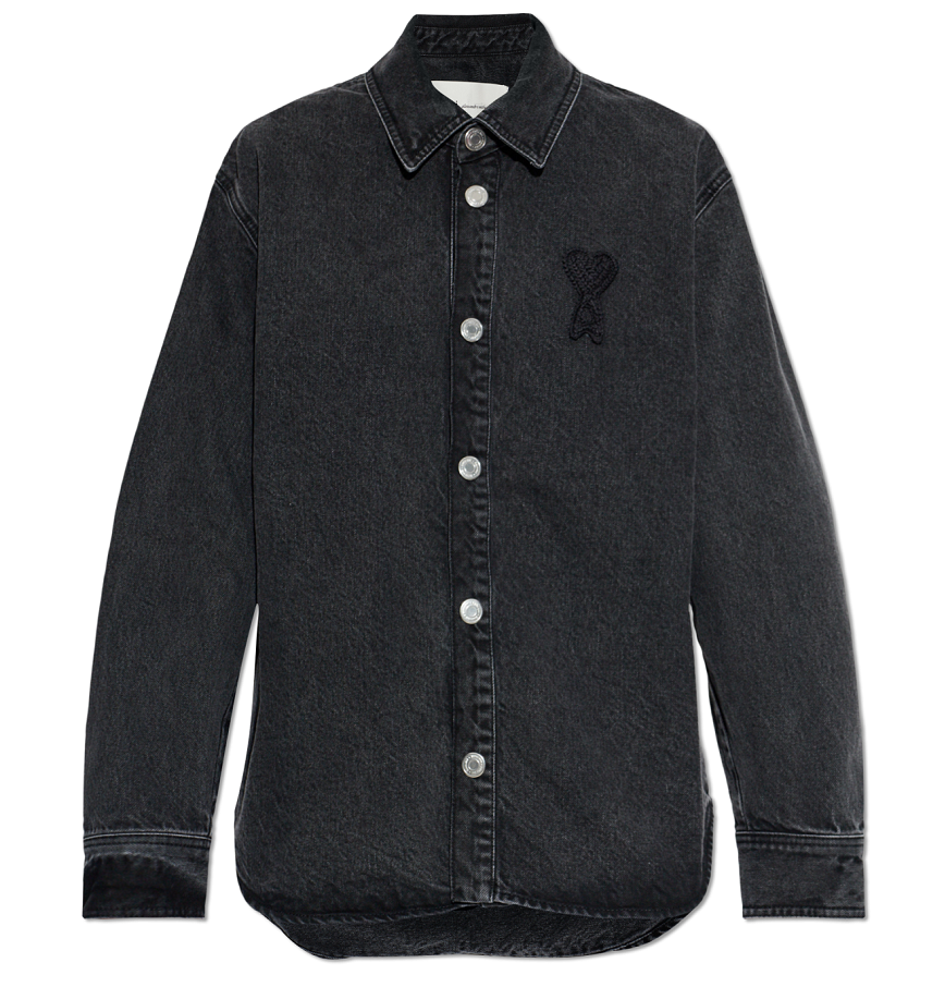 Áo Ami De Coeur Knitted  Overshirt 'Black' 