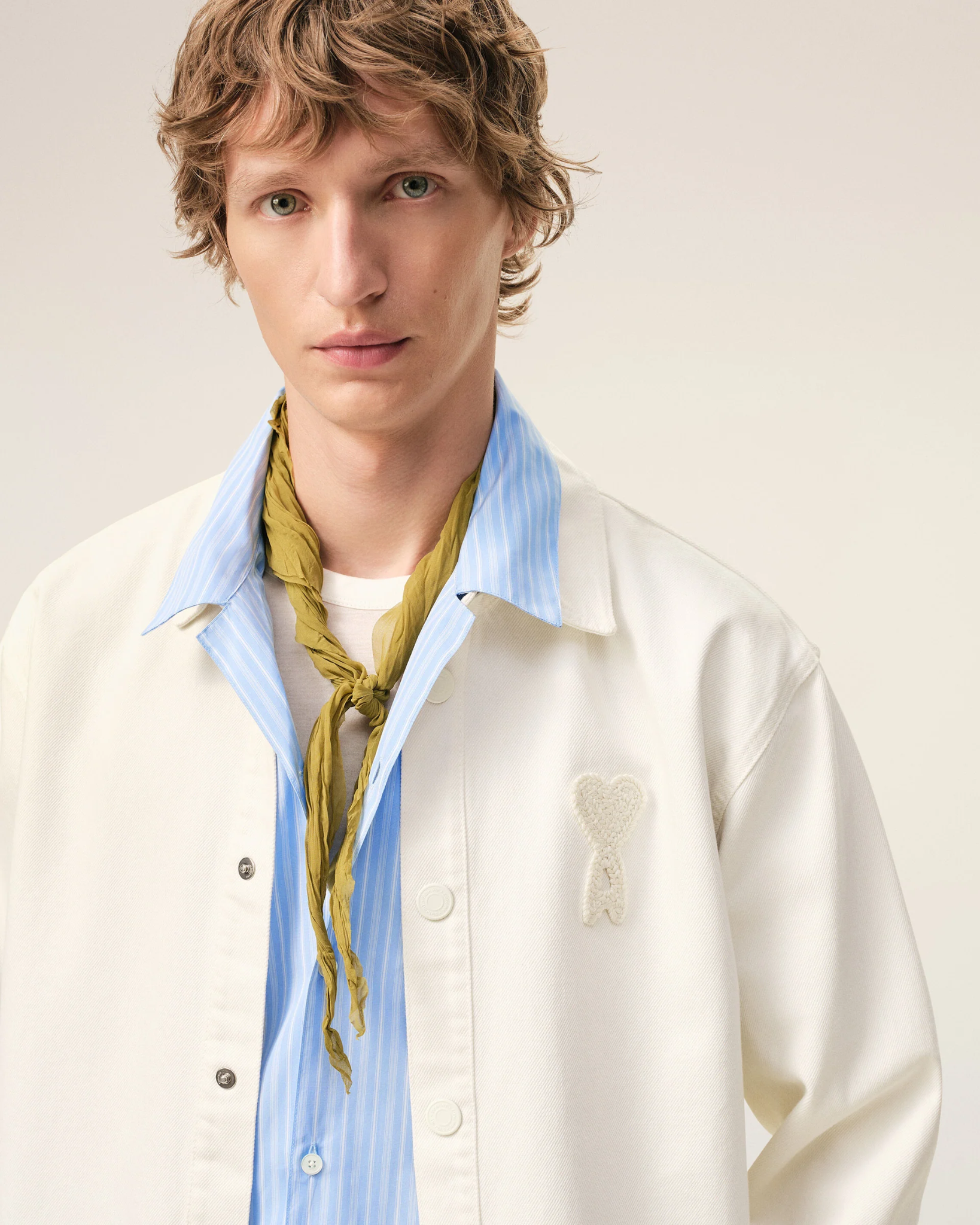  Áo Ami De Coeur Knitted  Overshirt 'White' 