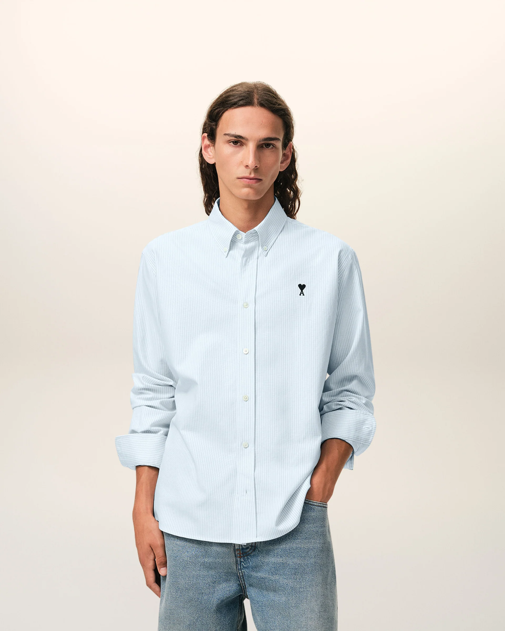  Áo Ami De Coeur Oxford Shirt 'Blue' 