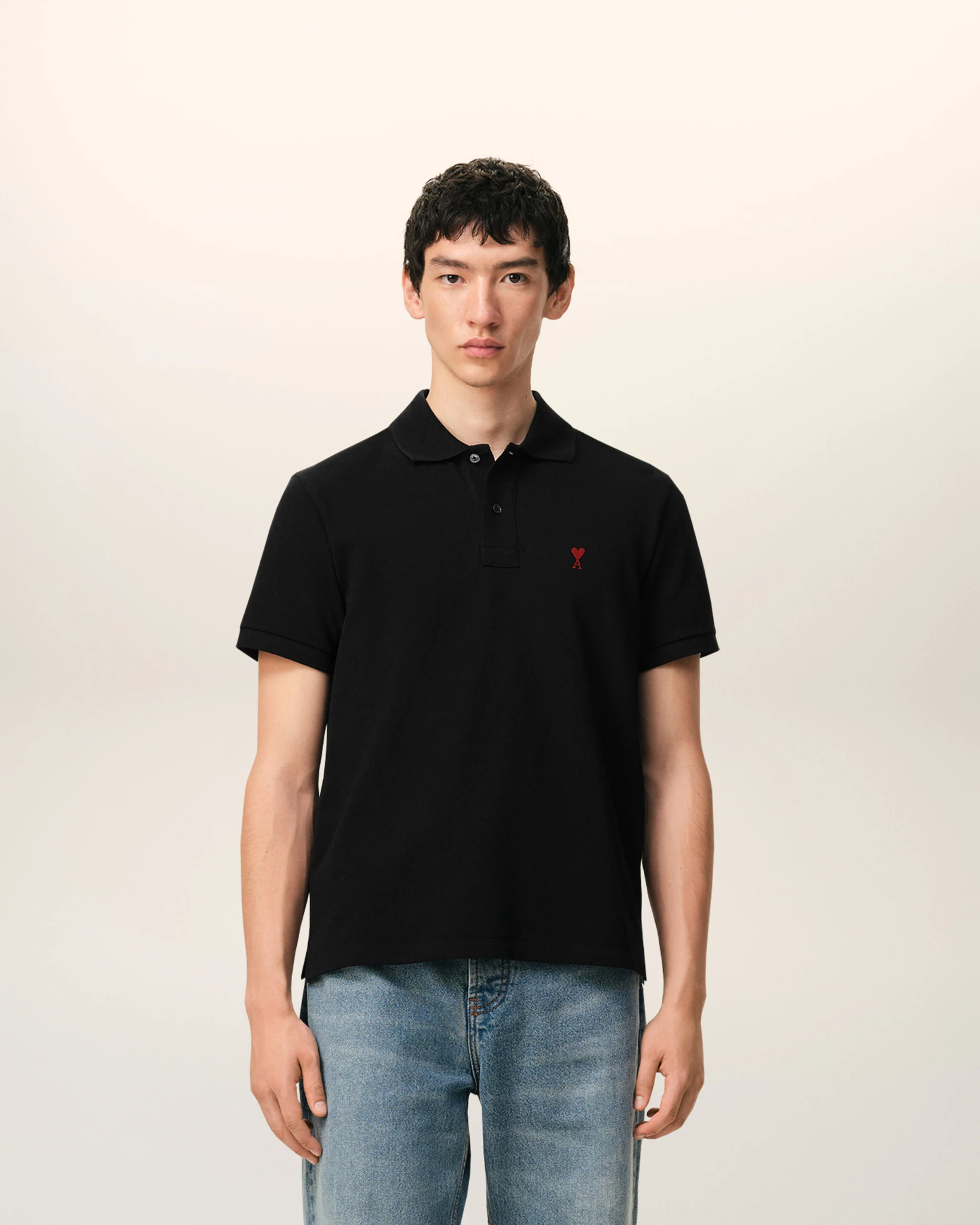  Áo Ami De Coeur Polo Shirt 'Black Red' 